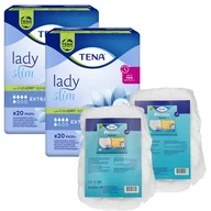 Podpaski - Zestaw Tena Lady Slim, podpaski specjalistyczne, Extra, 2 x 20 sztuk + ProSkin Pants Normal majtki chłonne, rozmiar M i L, 2 próbki - miniaturka - grafika 1