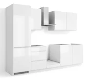 Meble kuchenne - Zestaw Mebli Kuchennych Alba 300 Akryl Biały Połysk - miniaturka - grafika 1