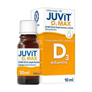 Juvit Kids D3 krople doustne, roztwór 20 000 j.m./ml 10 ml (but.) - Przeziębienie i grypa - miniaturka - grafika 1