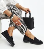 Mokasyny damskie - Czarne zamszowe mokasyny Vinceza-37 - miniaturka - grafika 1