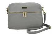 Torebki damskie - Pojemna torebka skórzana dwukomorowa - Szara jasna - miniaturka - grafika 1