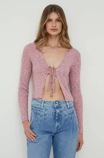 Swetry damskie - Pepe Jeans kardigan Danica damski kolor różowy lekki - grafika 1