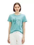 Koszulki i topy damskie - T-shirt damski TOM TAILOR z nadrukiem, 10426-letni turkusowy, XXL - miniaturka - grafika 1
