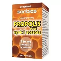 Sanbios Propolis z cynkiem i acerolą 490 mg 60 tabl. - Witaminy i minerały - miniaturka - grafika 1