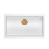 Zlewozmywaki - DASH 110 GraniteQ zlewozmywak snow white 76x44x23,5 cm 1-komorowy wpuszczany z syfonem manualnym miedziany - miniaturka - grafika 1