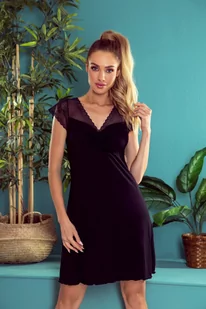 Koszula Nocna Z Tiulowym Dekoltem Josefine Eldar Czarna  M - Bielizna nocna - miniaturka - grafika 1