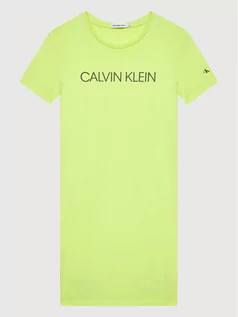 Sukienki i spódniczki dla dziewczynek - Calvin Klein Jeans Sukienka codzienna IG0IG01417 Żółty Regular Fit - grafika 1