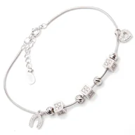 Bransoletki - Srebrna bransoletka 925 cyrkoniowe kostki podkowa - miniaturka - grafika 1