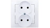 Gniazdka elektryczne - LEDart podwójne bez uziemienia, z ramką - Ospel Impresja GP-2Y/00, kolor biały, 16A/250V - miniaturka - grafika 1