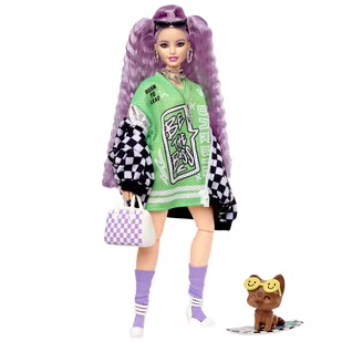 Lalka Barbie Extra Kurtka Szachownica Jasnoróżowe włosy HHN10 - Lalki dla dziewczynek - miniaturka - grafika 2