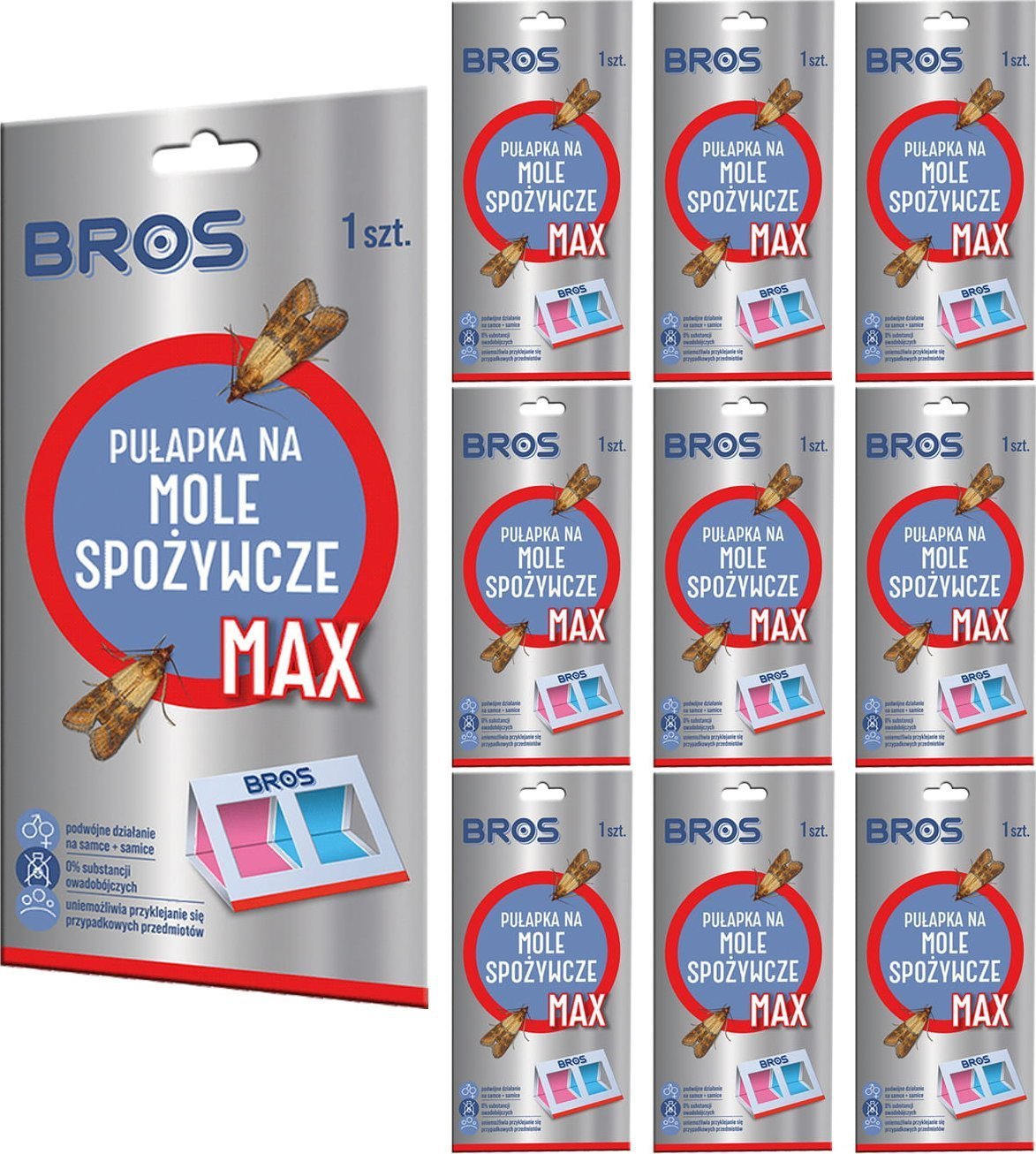 Bros BROS - pułapka na mole spożywcze MAX - na samce i samice - 10 szt.