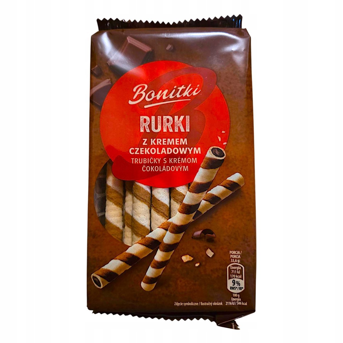 Ciastka Bonitki z kremem czekoladowym 280g Rurki