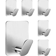 Wieszaki łazienkowe - 6 samoprzylepnych haczyków ściennych, wieszak na ubrania, wieszak na ręczniki, wieszak na ręczniki łazienkowe, wieszak na ręczniki kuchenne, nie wymag - miniaturka - grafika 1