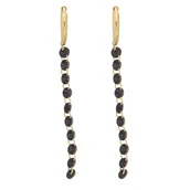 Kolczyki - Długie koczyki z czarnymi koralikami stal chirurgiczna - miniaturka - grafika 1