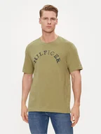Koszulki męskie - Tommy Hilfiger T-Shirt Arched MW0MW34432 Zielony Regular Fit - miniaturka - grafika 1