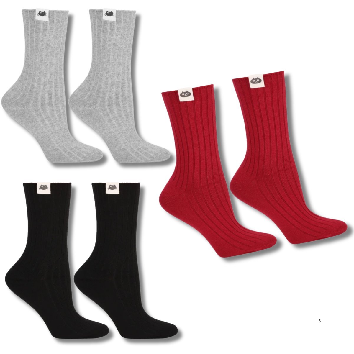 Długie Bawełniane Skarpety Damskie Prążkowane Skarpetki 3-Pak MORAJ 35-38