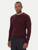 Swetry męskie - Tommy Hilfiger Sweter MW0MW28046 Bordowy Regular Fit - miniaturka - grafika 1