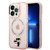 Etui i futerały do telefonów - Karl Lagerfeld  Etui KLHMP14XHNKCIP do iPhone 14 Pro Max 6,7" hardcase Iconic Karl&Choupette Magsafe różowy/pink - miniaturka - grafika 1