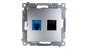 Kontakt Simon Simon 54 Gniazdo teleinformatyczne RJ45 kat.5e +RJ12 srebrny mat D5T.01/43 WMDK-0600xx-043 0001-00000-35681 [4349470] - Gniazdka elektryczne - miniaturka - grafika 1