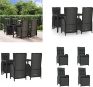 Meble ogrodowe - vidaXL 5-częściowy ogrodowy zestaw jadalny z poduszkami z czarnego polirattanu - ogrodowy zestaw jadalny - ogrodowe zestawy jadalne - zestaw jadalny - zestaw jadalny na taras - miniaturka - grafika 1