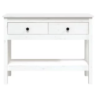 Lumarko Stolik konsolowy, biały, 100x35x75 cm, lite drewno sosnowe - Konsole i sekretarzyki - miniaturka - grafika 7