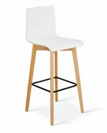 Taborety i hokery - Krzesło barowe drewniane LUKA W H 73cm Hoker biały laminat, drewniana rama - miniaturka - grafika 1