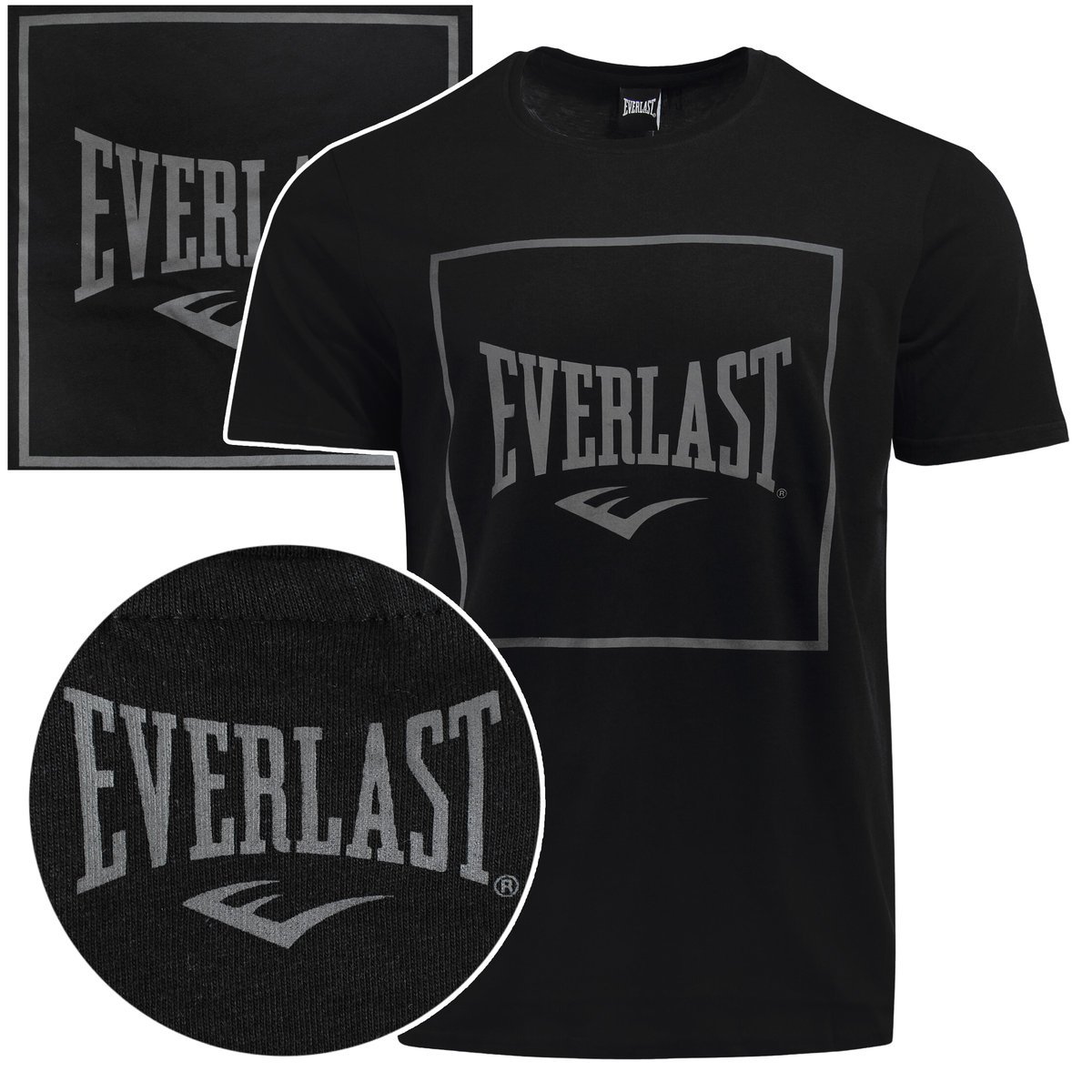 Everlast Koszulka Męska T-shirt Bawełniana Czarna Napis 291J86 Rozmiar XL