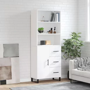 vidaXL Witrynka, biała, 69,5x34x180 cm, materiał drewnopochodny - Witryny - miniaturka - grafika 1