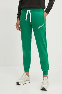 Puma spodnie dresowe kolor zielony z nadrukiem 679350 - Spodnie damskie - miniaturka - grafika 1