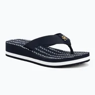 Klapki i japonki damskie - Japonki damskie Tommy Hilfiger Im Th Chainprint Midwedge Sandal space blue - miniaturka - grafika 1