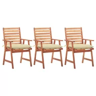 Fotele i krzesła ogrodowe - vidaXL Krzesła ogrodowe z poduszkami, 3 szt., lite drewno akacjowe - miniaturka - grafika 1