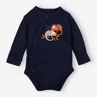 Pajacyki dla niemowląt - Granatowe body kopertowe CHAMELEON z bawełny organicznej dla chłopca-62 - miniaturka - grafika 1