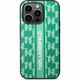Karl Lagerfeld Etui Hard Case Monogram Stripe do iPhone 14 Pro Max zielone - Etui i futerały do telefonów - miniaturka - grafika 1