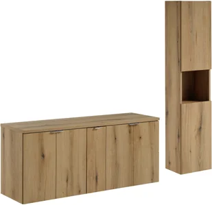 Zestaw meblowy 140cm z blatem i szafką wysoką - Meble łazienkowe - miniaturka - grafika 1