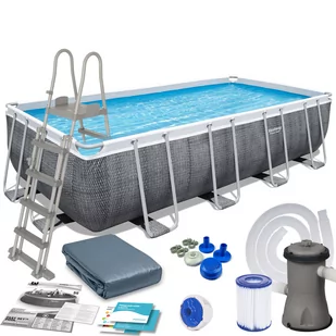 Bestway Basen prostokątny 488x244x122 zestaw 12w1 56996 56996 - Baseny ogrodowe - miniaturka - grafika 1