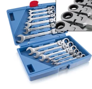 BITUXX KLUCZE PŁASKO OCZKOWE BITUXX Z GRZECHOTKĄ ŁAMANE ZESTAW W WALIZCE M15903 - Klucze i nasadki - miniaturka - grafika 1