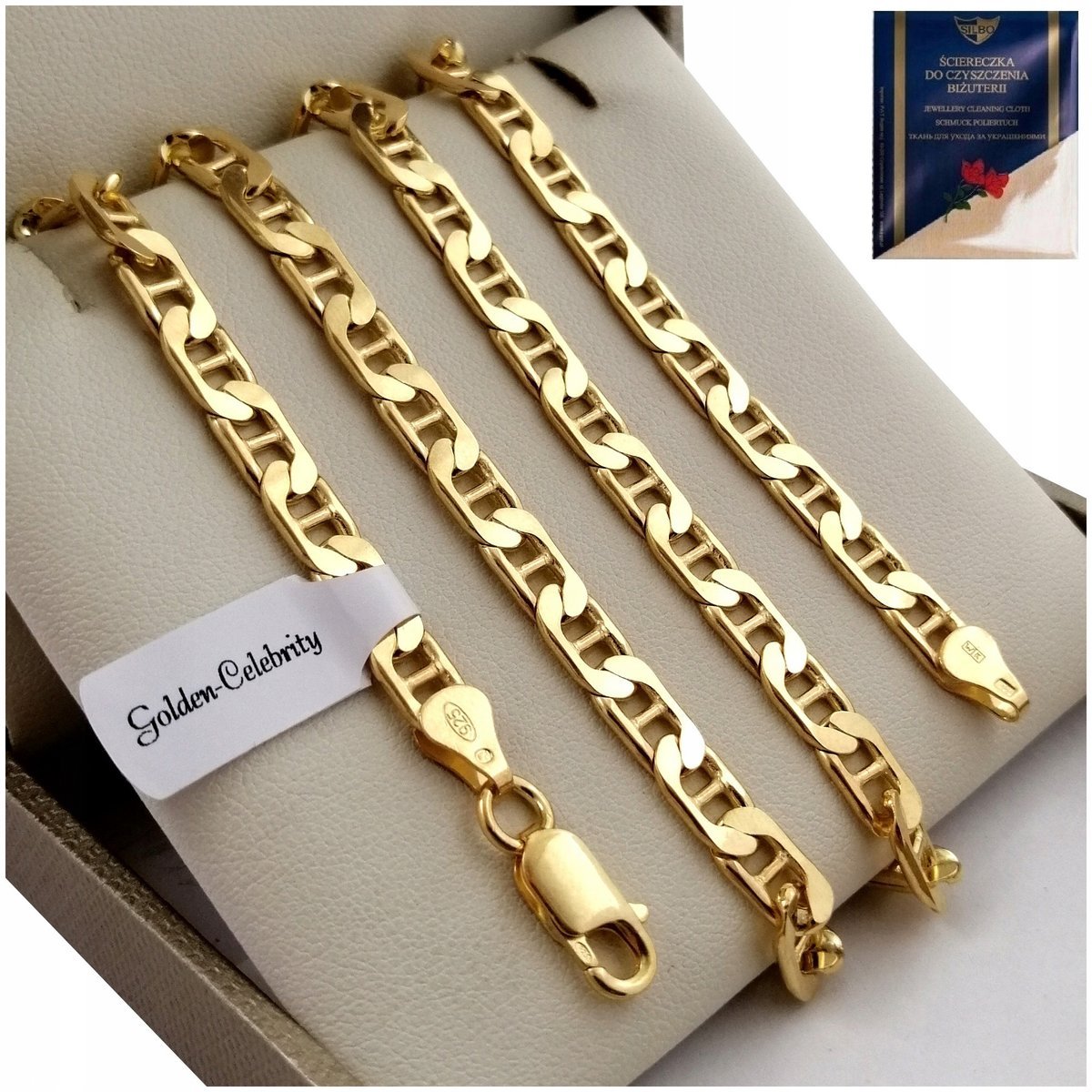 SOLIDNY ZŁOTY ŁAŃCUSZEK MĘSKI GUCCI SREBRO PR. 925 PREZENT + Y 70 CM