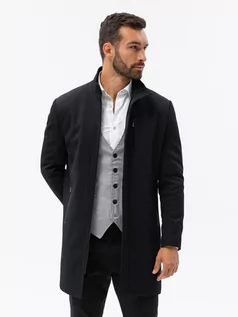 Płaszcze męskie - Elegancki płaszcz męski na suwak - czarny V1 C430 - grafika 1