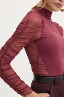 Bluzki damskie - Patrizia Pepe longsleeve damski kolor bordowy z półgolfem 8M1626 J129 - miniaturka - grafika 1