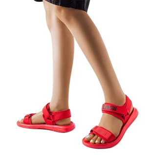 Sandały damskie - Czerwone sportowe sandały Big Star HH274A027 - grafika 1