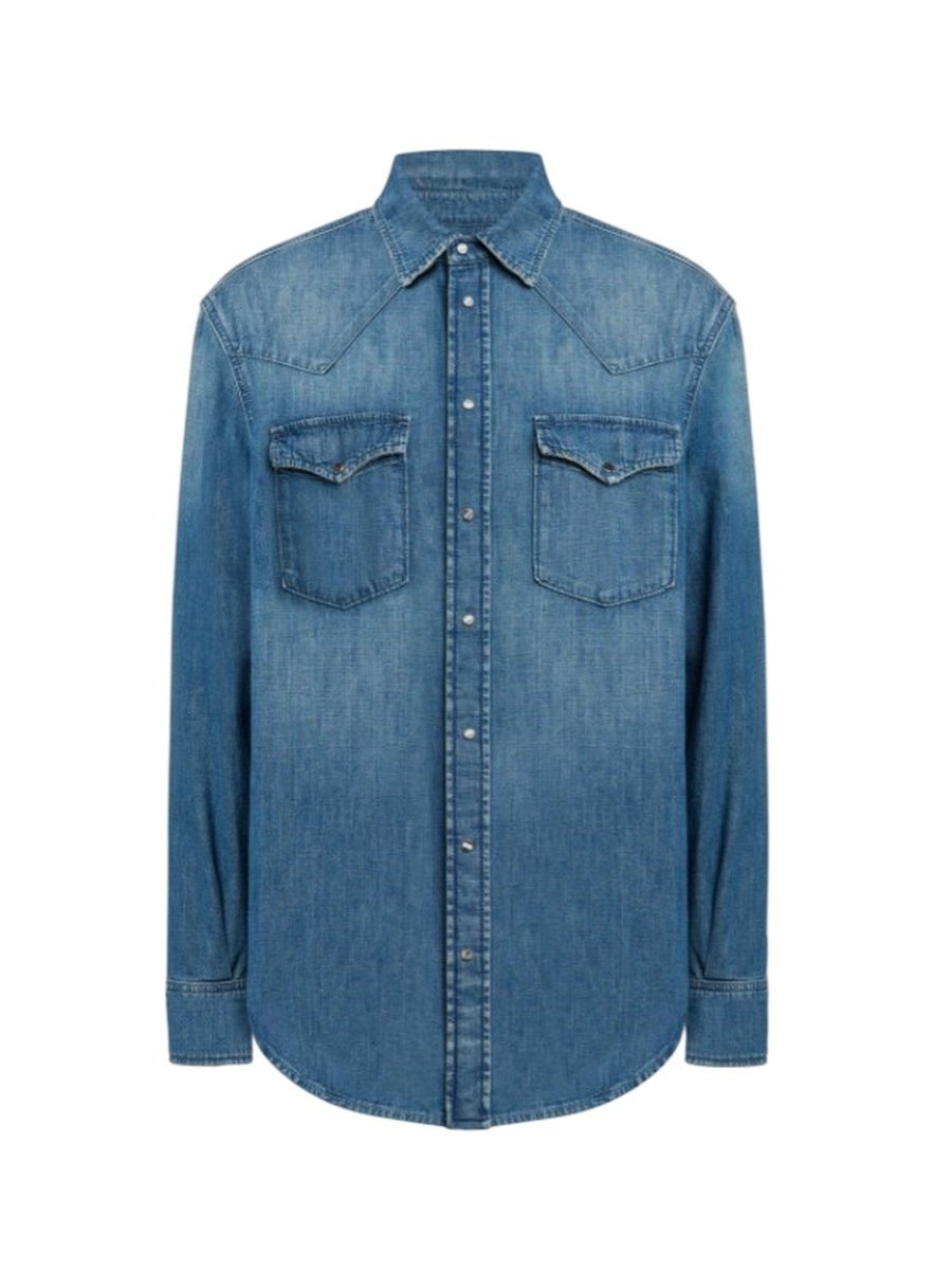 Koszula męska dondup camicie casual regular in denim niebieski