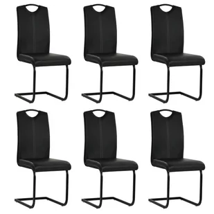 vidaXL Krzesła do jadalni, 6 szt, sztuczna skóra, 43x55x100 cm, czarne - Krzesła - miniaturka - grafika 1