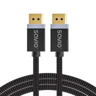 Kable - SAVIO KABEL DISPLAYPORT M - DISPLAYPORT M, V1.4, 3M, CZARNY, CL-176 - miniaturka - grafika 1
