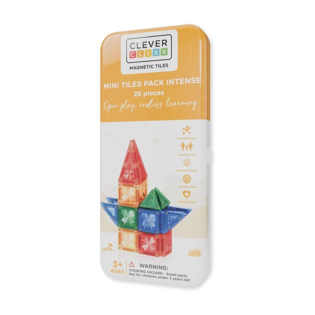 Cleverclixx - Klocki Magnetyczne Mini Tiles Pack Intense 28 El.