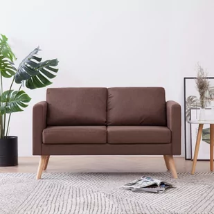 vidaXL vidaXL 2-osobowa sofa tapicerowana tkaniną, brązowa - Sofy i kanapy - miniaturka - grafika 1