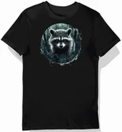 Koszulki męskie - Koszulka męska czarna z nadrukiem szarego szopa w leśnym cieniu XXL - miniaturka - grafika 1