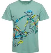 Moda i Uroda OUTLET - Męski t-shirt z krótkim rękawem, z rowerem, zielony - miniaturka - grafika 1
