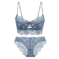 Komplety bielizny - Koronkowy komplet bielizny z tasiemkami - Niebieski 70B - miniaturka - grafika 1