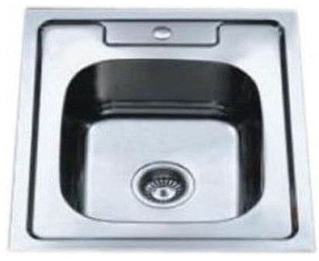 Sink TREDI, top-mounted, stainless steel, with siphon set, 50 x 50 cm