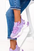 Sneakersy damskie - Fioletowe sneakersy na platformie buty sportowe sznurowane Casu 8260-6 - miniaturka - grafika 1